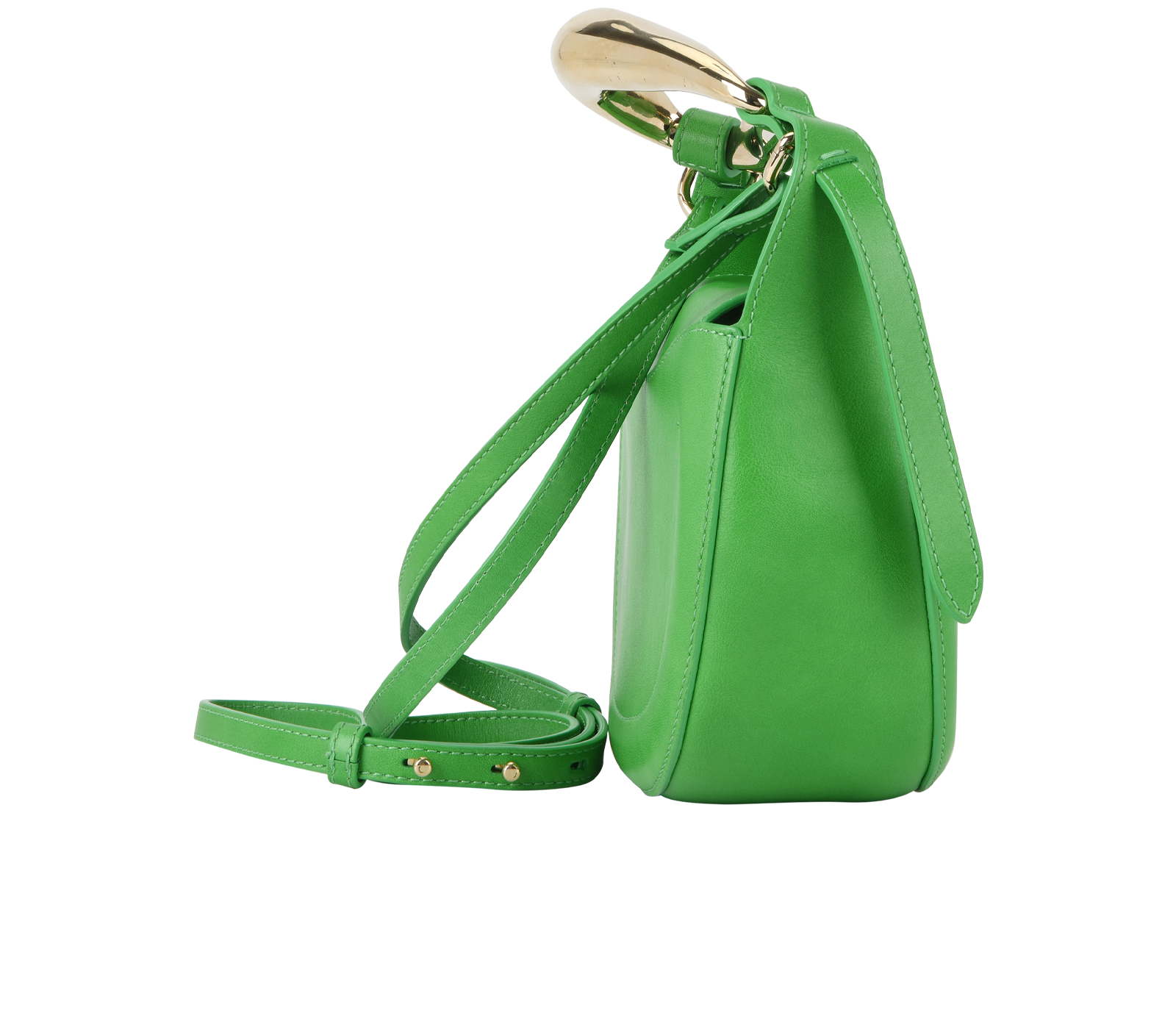 Kiss Bag Small, &pound;395, Handbags, Green, Leather, Side view